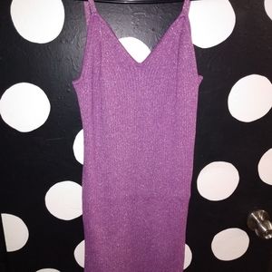 Purple with gold sparkle knitted tank top dress